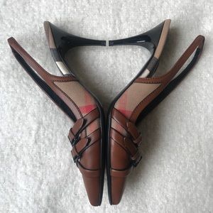 Burberry Leather & House Check Slingback (LNWT)